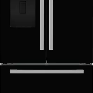 Beko American French Style Fridge Freezer in Gloss Black SKU: GRNE360520DB